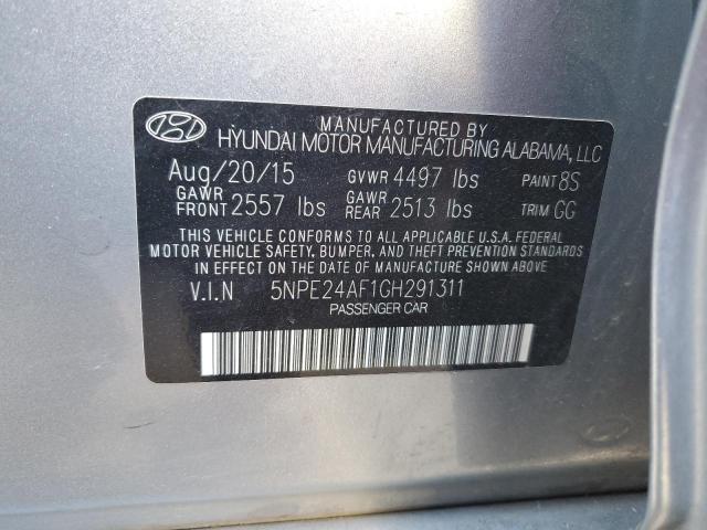 5NPE24AF1GH291311 - 2016 HYUNDAI SONATA SE SILVER photo 12