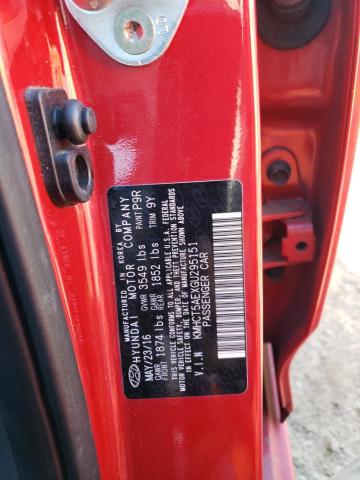 KMHCT5AEXGU295151 - 2016 HYUNDAI ACCENT SE RED photo 12