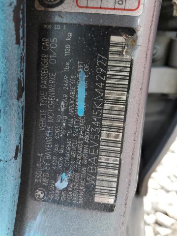 WBAEV53415KM42927 - 2005 BMW 3 SERIES I 银色 照片 12