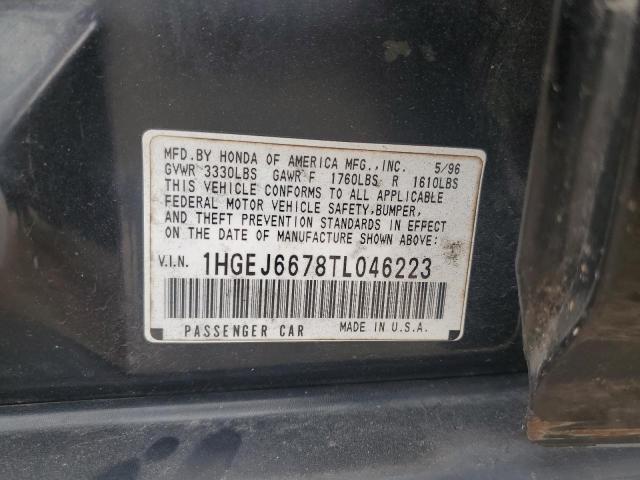 1HGEJ6678TL046223 - 1996 HONDA CIVIC LX BLACK photo 12