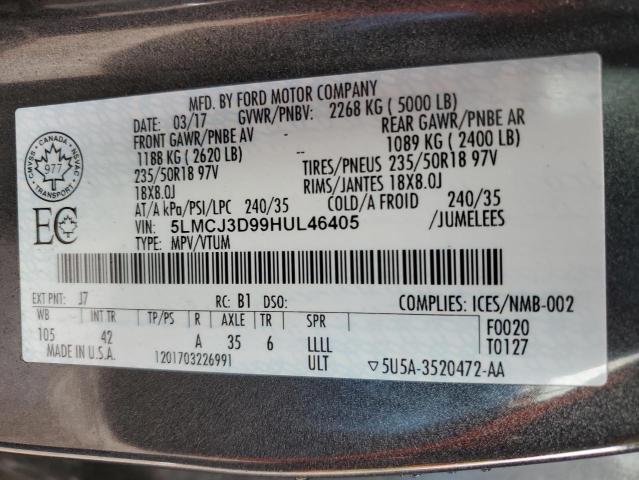 5LMCJ3D99HUL46405 - 2017 LINCOLN MKC RESERVE ნაცრისფერი ფოტო 13