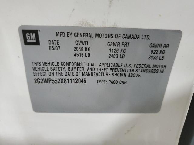 2G2WP552X81112046 - 2008 PONTIAC GRAND PRIX 白色 照片 12