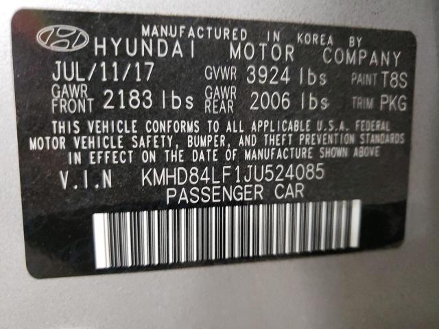 KMHD84LF1JU524085 - 2018 HYUNDAI ELANTRA SEL SILVER photo 12