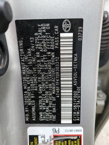 4T4BF1FK1DR303312 - 2013 TOYOTA CAMRY L Qızıl foto 13