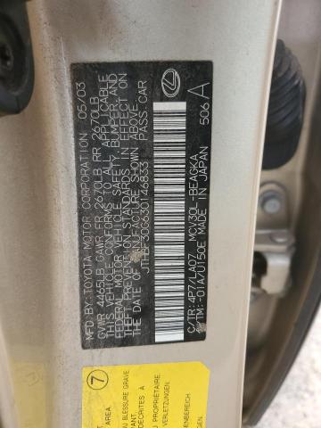 JTHBF30G630146833 - 2003 LEXUS ES 300 TAN photo 13