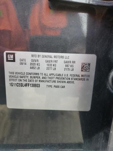 1G11C5SL4FF138803 - 2015 CHEVROLET MALIBU 1LT Сұр фото 12