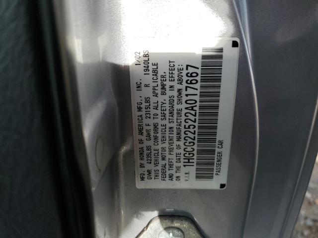 1HGCG22522A017667 - 2002 HONDA ACCORD EX SILVER photo 12