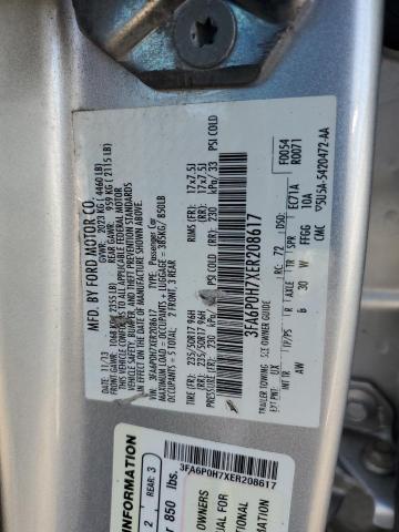 3FA6P0H7XER208617 - 2014 FORD FUSION SE SILVER photo 12