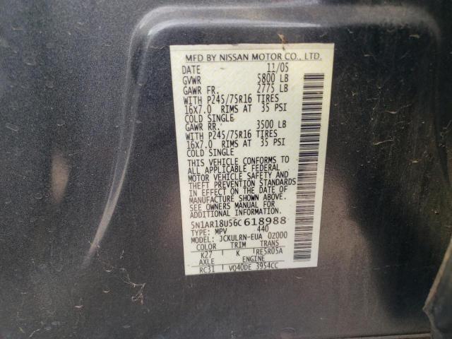 5N1AR18U56C618988 - 2006 NISSAN PATHFINDER LE 灰色 照片 13