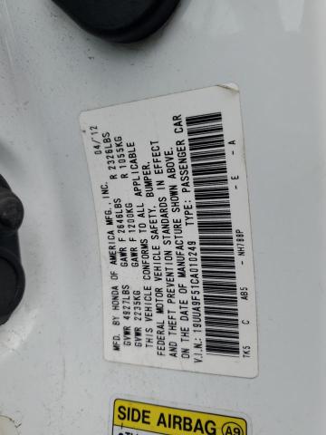 19UUA9F51CA010249 - 2012 ACURA TL WHITE photo 12