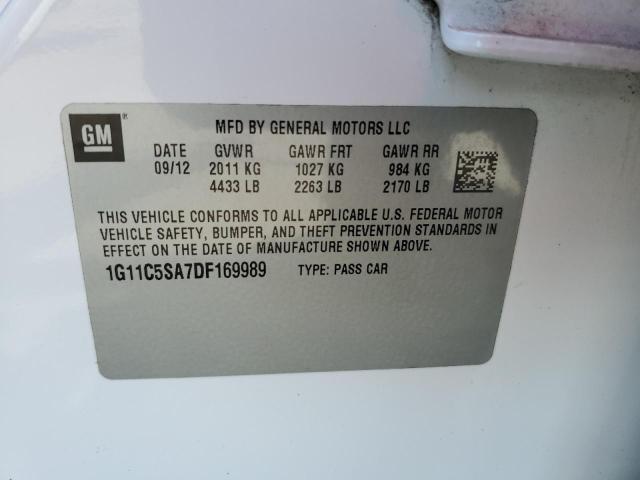 1G11C5SA7DF169989 - 2013 CHEVROLET MALIBU 1LT Ақ фото 12