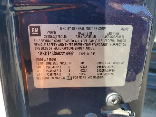 1GKDT13S682214992 - 2008 GMC ENVOY BLUE photo 12