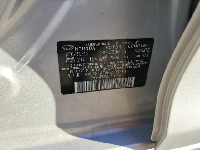 KMHDH4AE3EU090218 - 2014 HYUNDAI ELANTRA SE SILVER photo 12