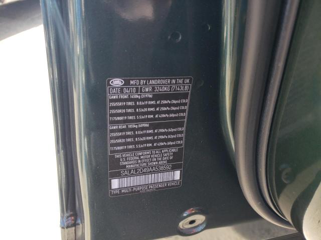 SALAL2D49AA538592 - 2010 LAND ROVER LR4 HSE PLUS GREEN photo 12