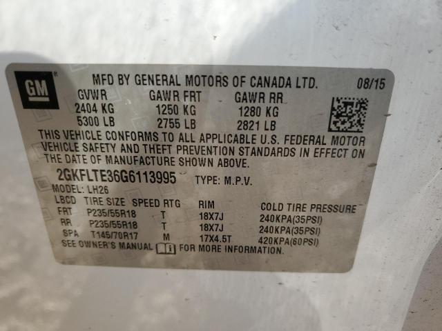 2GKFLTE36G6113995 - 2016 GMC TERRAIN SLE WHITE photo 12