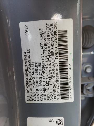 1HGCV1F32NA081222 - 2022 HONDA ACCORD SPORT BLUE photo 12