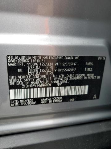 2T3H1RFV1KW046099 - 2019 TOYOTA RAV4 LE SILVER photo 14