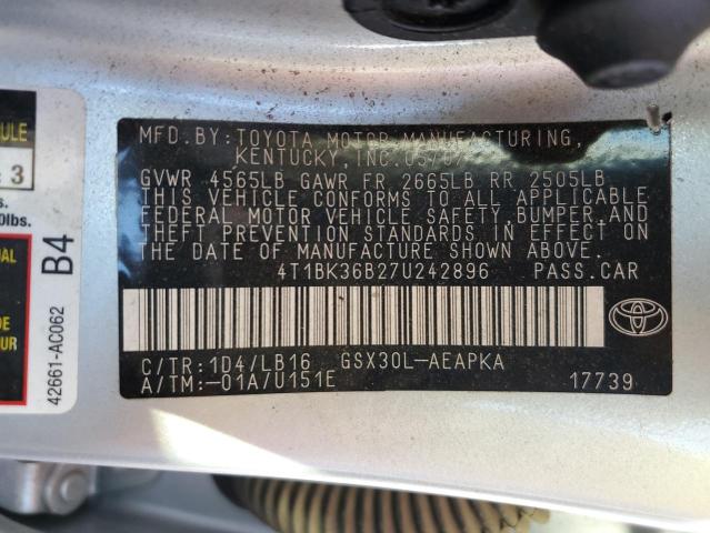 4T1BK36B27U242896 - 2007 TOYOTA AVALON XL SILVER photo 13