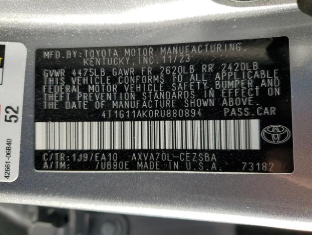 4T1G11AK0RU880894 - 2024 TOYOTA CAMRY SE NIGHT SHADE SILVER photo 13