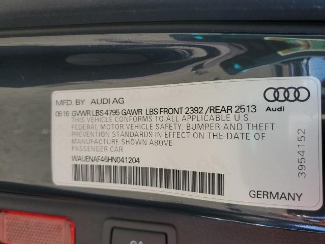 WAUENAF46HN041204 - 2017 AUDI A4 PREMIUM PLUS CHARCOAL photo 12