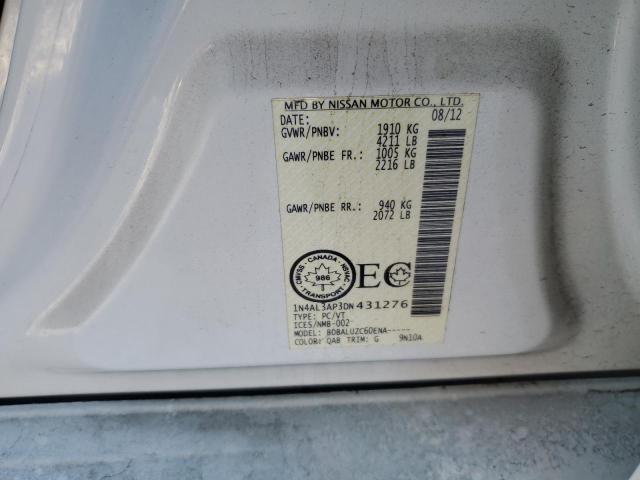 1N4AL3AP3DN431276 - 2013 NISSAN ALTIMA 2.5 WHITE photo 12