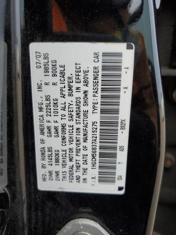 1HGCM56837A215275 - 2007 HONDA ACCORD EX BLACK photo 12