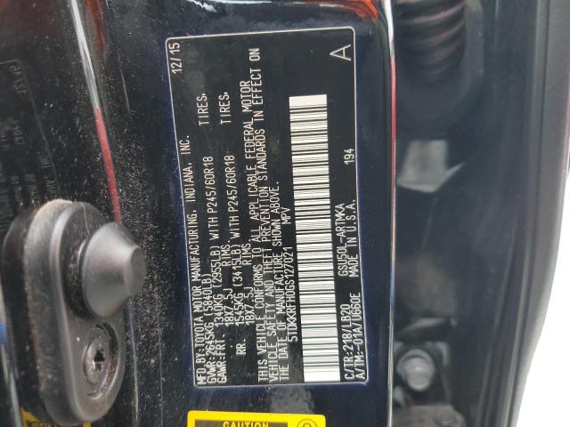 5TDKKRFH0GS127021 - 2016 TOYOTA HIGHLANDER XLE BLACK photo 13