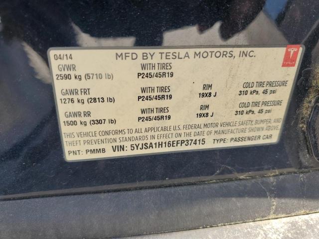 5YJSA1H16EFP37415 - 2014 TESLA MODEL S BLUE photo 13