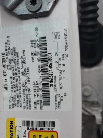 3LN6L5E94HR618001 - 2017 LINCOLN MKZ RESERVE თეთრი ფოტო 12