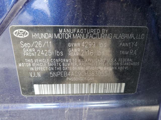 5NPEB4AC9CH383055 - 2012 HYUNDAI SONATA GLS BLUE photo 12