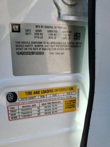 1G4GE5ED2BF392693 - 2011 BUICK LACROSSE CXS WHITE photo 13