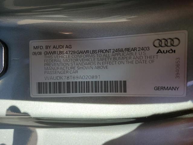 WAUDK78T69A020891 - 2009 AUDI A5 QUATTRO SILVER photo 12