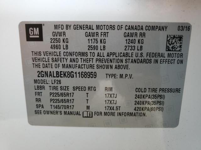 2GNALBEK8G1168959 - 2016 CHEVROLET EQUINOX LS WHITE photo 12