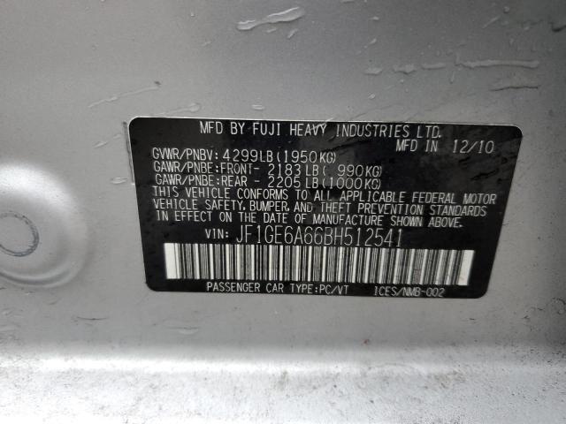 JF1GE6A66BH512541 - 2011 SUBARU IMPREZA 2.5I SILVER photo 12