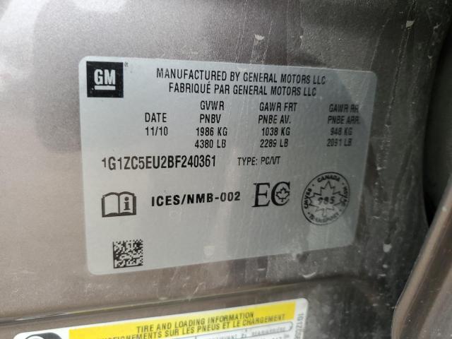 1G1ZC5EU2BF240361 - 2011 CHEVROLET MALIBU 1LT Сұр фото 12