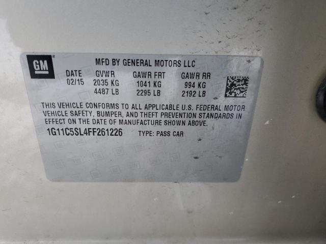 1G11C5SL4FF261226 - 2015 CHEVROLET MALIBU 1LT SILVER photo 12