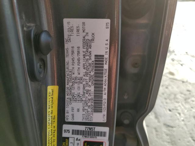 5TFJU4GN3FX081111 - 2015 TOYOTA TACOMA DOUBLE CAB PRERUNNER GRAY photo 13