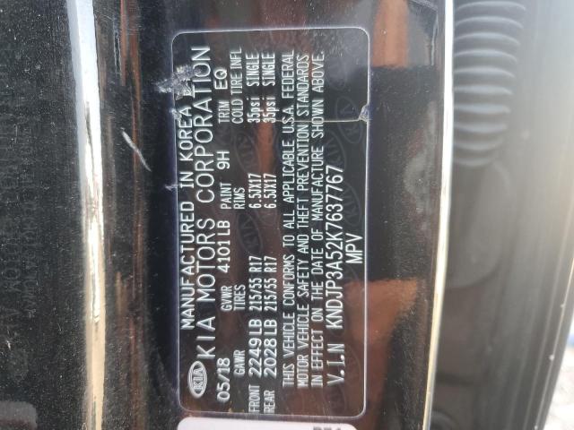 KNDJP3A52K7637767 - 2019 KIA SOUL + BLACK photo 12