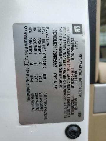 2CNDL63F176085052 - 2007 CHEVROLET EQUINOX LT WHITE photo 14