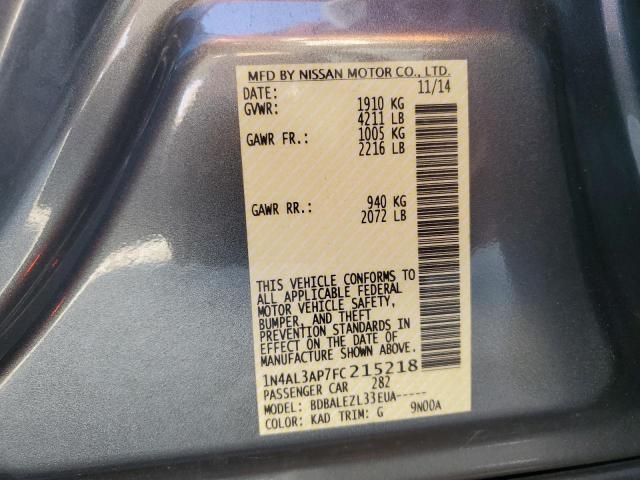 1N4AL3AP7FC215218 - 2015 NISSAN ALTIMA 2.5 GRAY photo 12