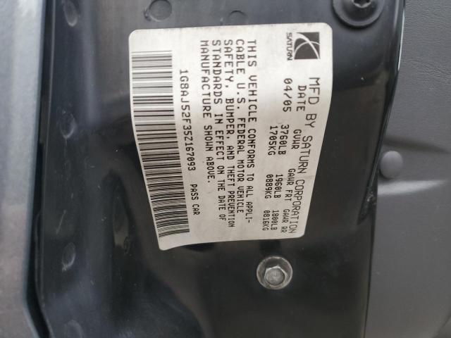 1G8AJ52F35Z167093 - 2005 SATURN ION LEVEL 2 BLUE photo 12