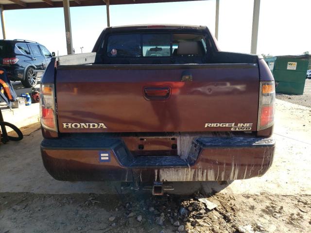 2HJYK16568H525203 - 2008 HONDA RIDGELINE RTL BURGUNDY photo 6