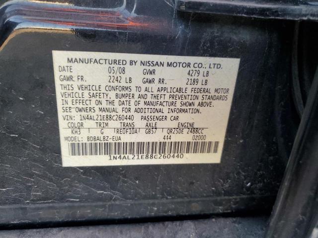 1N4AL21E88C260440 - 2008 NISSAN ALTIMA 2.5 BLACK photo 12