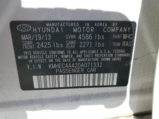 KMHEC4A42DA071332 - 2013 HYUNDAI SONATA HYBRID WHITE photo 12