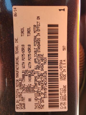 5TFRY5F14EX169126 - 2014 TOYOTA TUNDRA DOUBLE CAB SR/SR5 GRAY photo 12