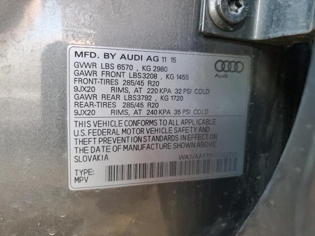 WA1VAAF73HD003728 - 2017 AUDI Q7 PRESTIGE ვერცხლისფერი ფოტო 13