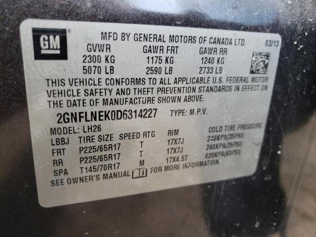 2GNFLNEK0D6314227 - 2013 CHEVROLET EQUINOX LT CHARCOAL photo 14