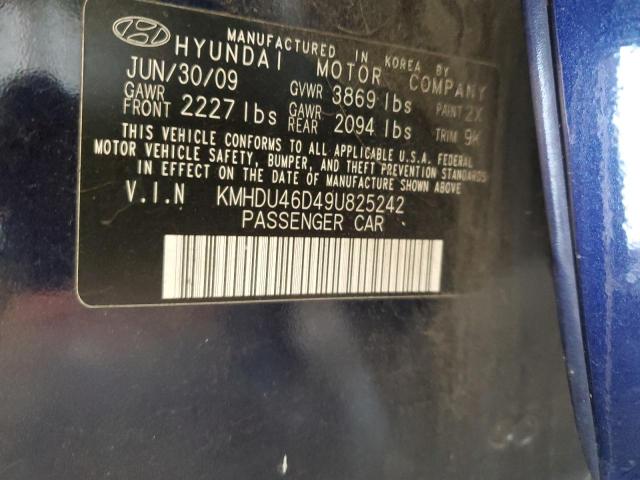 KMHDU46D49U825242 - 2009 HYUNDAI ELANTRA GLS BLUE photo 13