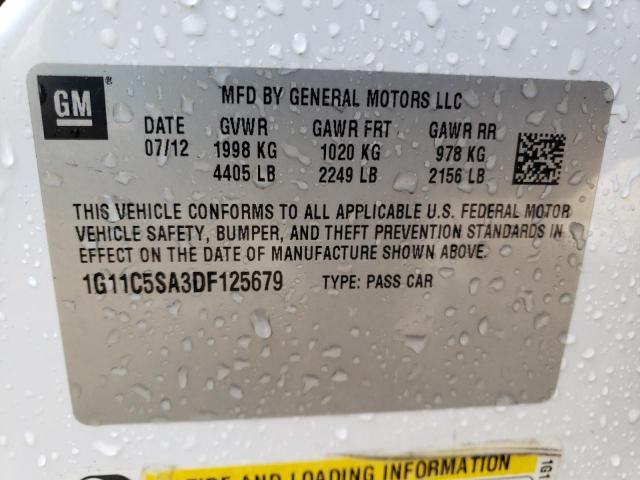 1G11C5SA3DF125679 - 2013 CHEVROLET MALIBU 1LT 白色 照片 12