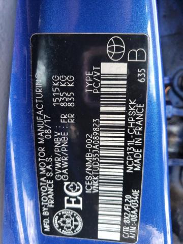 VNKKTUD35JA089823 - 2018 TOYOTA YARIS L BLUE photo 13